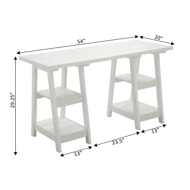 Bureau double tréteau Designs2Go avec étagères
