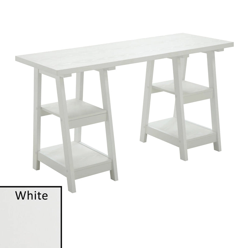 Bureau double tréteau Designs2Go avec étagères