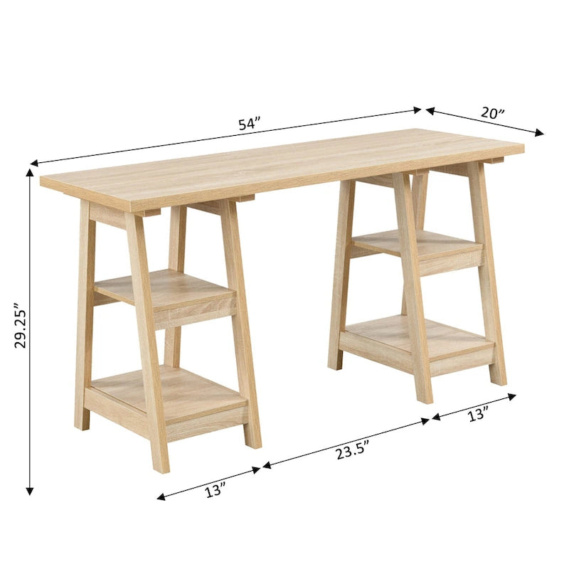 Bureau double tréteau Designs2Go avec étagères