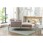 Fauteuil de canapé-lit de salon en tissu Teddy avec pieds or rose