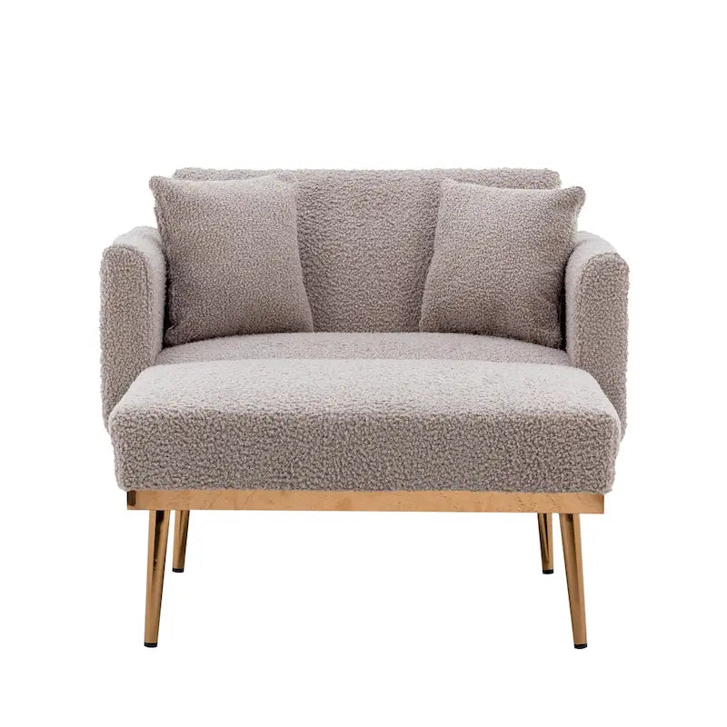 Fauteuil de canapé-lit de salon en tissu Teddy avec pieds or rose
