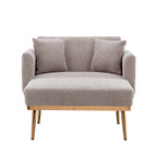 Fauteuil de canapé-lit de salon en tissu Teddy avec pieds or rose