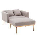 Fauteuil de canapé-lit de salon en tissu Teddy avec pieds or rose