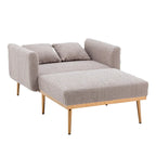 Fauteuil de canapé-lit de salon en tissu Teddy avec pieds or rose