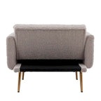 Fauteuil de canapé-lit de salon en tissu Teddy avec pieds or rose