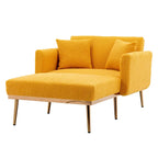 Fauteuil de canapé-lit de salon en tissu Teddy avec pieds or rose