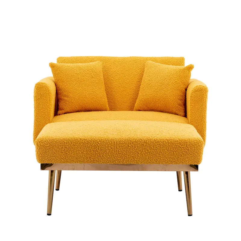 Fauteuil de canapé-lit de salon en tissu Teddy avec pieds or rose