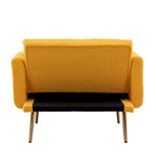 Fauteuil de canapé-lit de salon en tissu Teddy avec pieds or rose