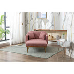 Fauteuil de canapé-lit de salon en tissu Teddy avec pieds or rose