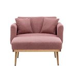 Fauteuil de canapé-lit de salon en tissu Teddy avec pieds or rose