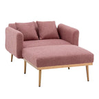 Fauteuil de canapé-lit de salon en tissu Teddy avec pieds or rose