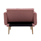 Fauteuil de canapé-lit de salon en tissu Teddy avec pieds or rose
