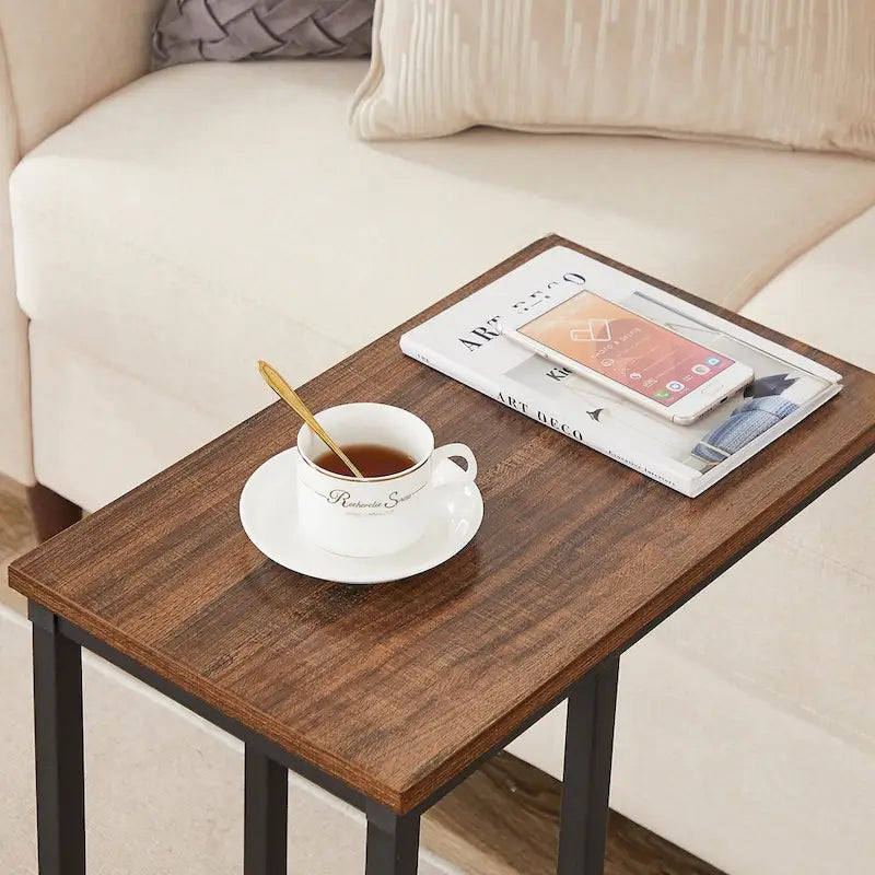 Table basse 3 pièces pour salon, table basse en bois et tables d'appoint en C