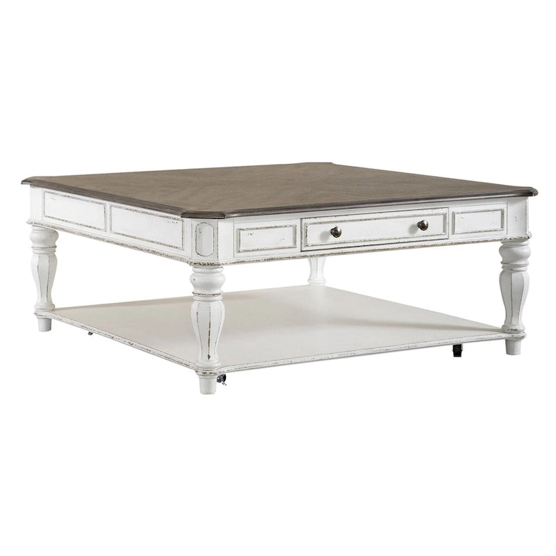 Ensemble de 3 tables basses en écorce patinée blanc antique