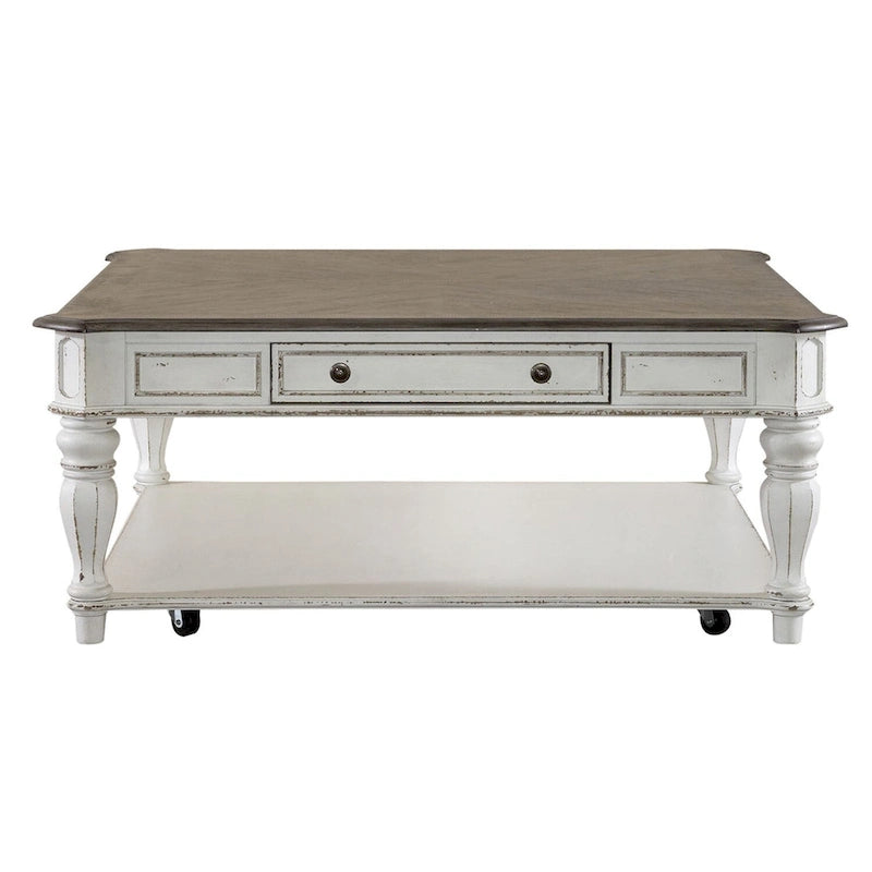 Ensemble de 3 tables basses en écorce patinée blanc antique