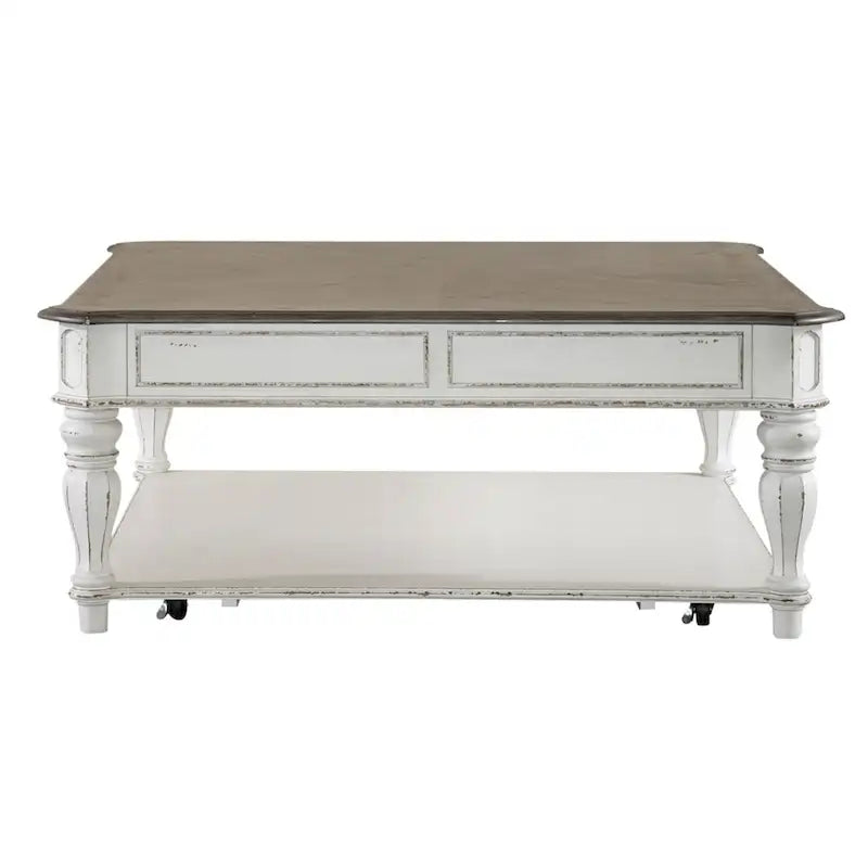 Ensemble de 3 tables basses en écorce patinée blanc antique