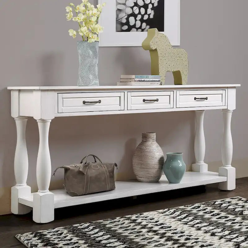 Console en bois de 160 cm de long avec 3 tiroirs