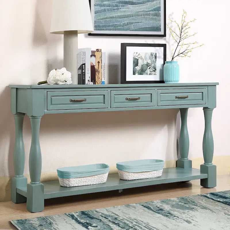 Console en bois de 160 cm de long avec 3 tiroirs