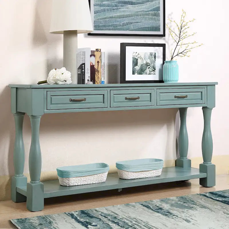 Console en bois de 160 cm de long avec 3 tiroirs