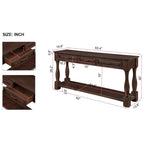 Console en bois de 160 cm de long avec 3 tiroirs