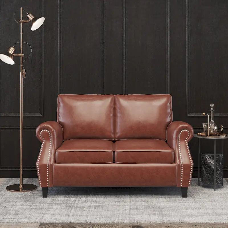 Causeuse en similicuir Lawton avec clous décoratifs