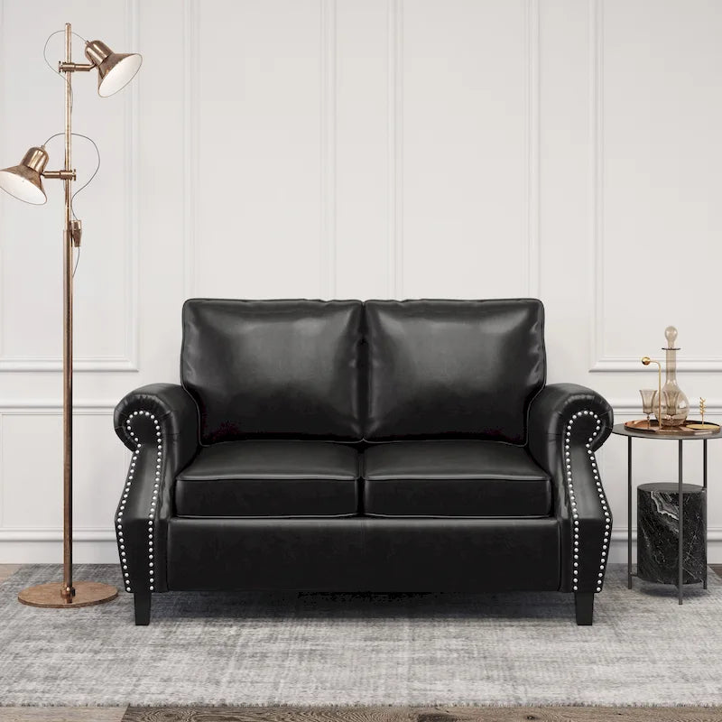 Causeuse en similicuir Lawton avec clous décoratifs