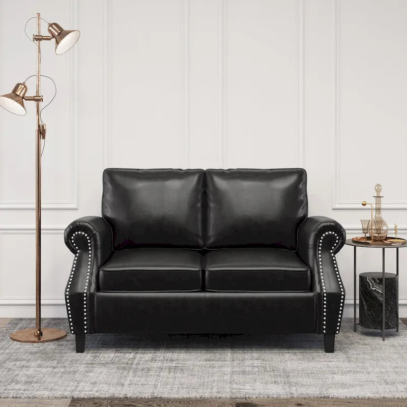 Causeuse en similicuir Lawton avec clous décoratifs