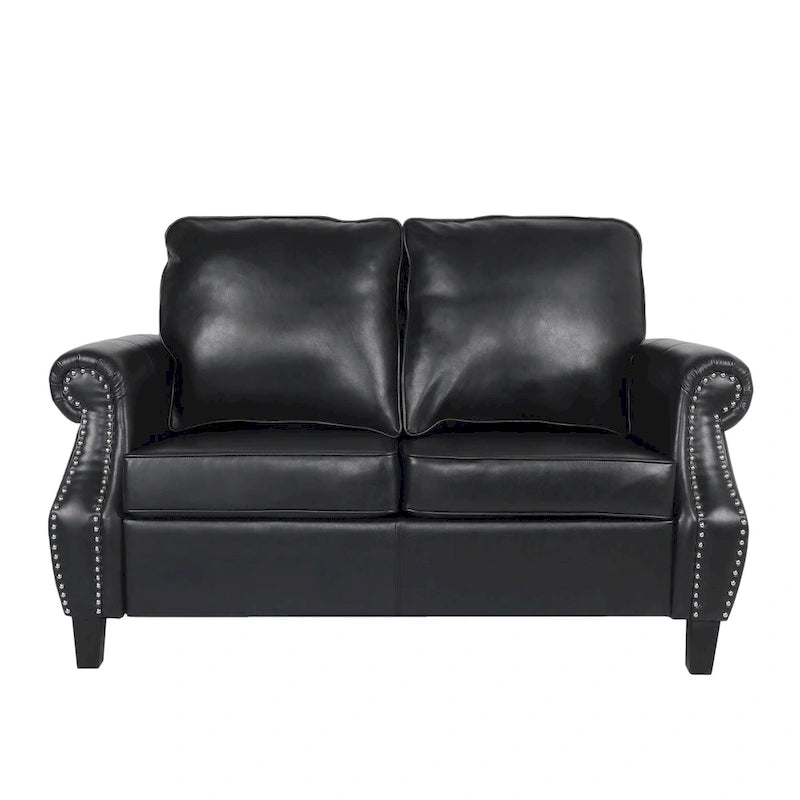 Causeuse en similicuir Lawton avec clous décoratifs