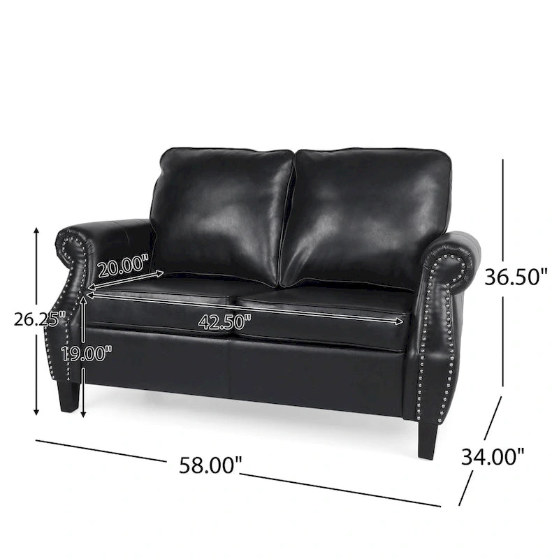Causeuse en similicuir Lawton avec clous décoratifs