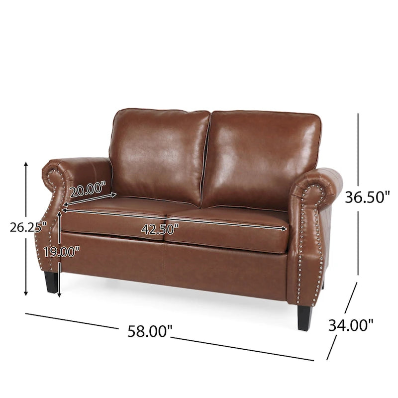 Causeuse en similicuir Lawton avec clous décoratifs