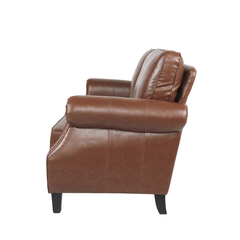 Causeuse en similicuir Lawton avec clous décoratifs