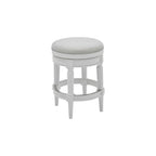 Chaise de bar pivotante sans dossier, hauteur comptoir, en bois massif et tissu, blanche - 26 po.