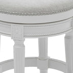 Chaise de bar pivotante sans dossier, hauteur comptoir, en bois massif et tissu, blanche - 26 po.