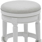 Chaise de bar pivotante sans dossier, hauteur comptoir, en bois massif et tissu, blanche - 26 po.