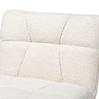 Fauteuil d'appoint Japandi en tissu bouclé crème et bois d'hévéa finition noyer
