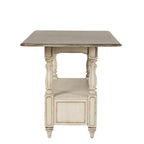 Table de rassemblement 5 pièces en écorce vieillie blanc antique