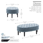 Pouf de cocktail ovale en tissu Itan avec pieds en bois d'hévéa