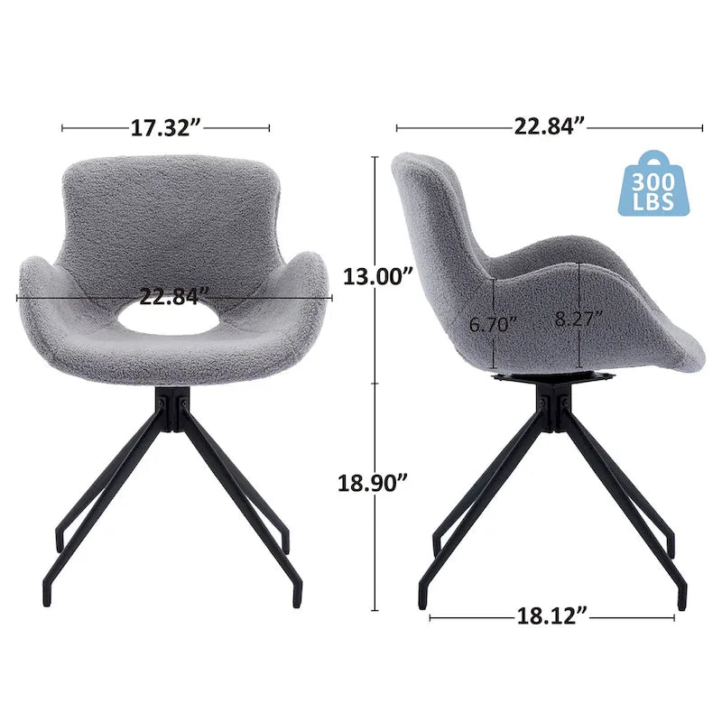 Lot de 2 chaises de salle à manger pivotantes - N/A