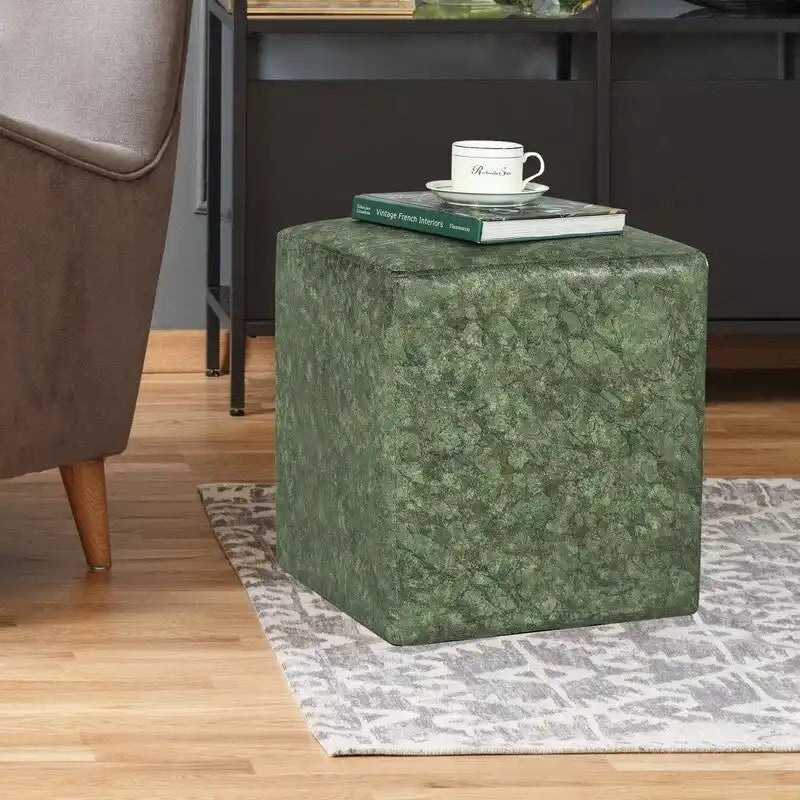 Tabouret carré ottoman rembourré en tissu repose-pieds