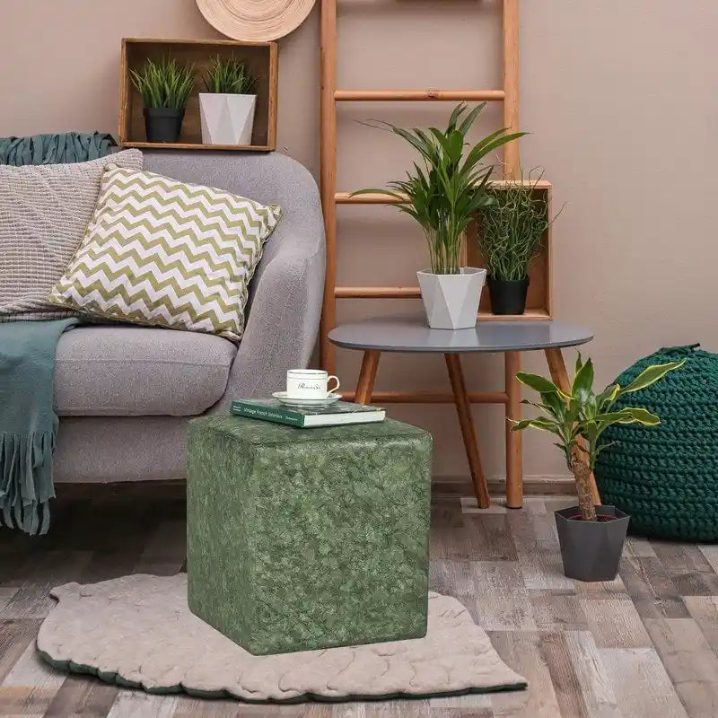 Tabouret carré ottoman rembourré en tissu repose-pieds