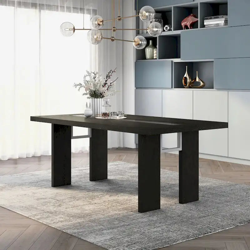  Lumina Contemporary 76-inch Glass Dining Table With LED
