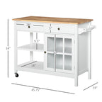 Dessertes de cuisine avec plateau en bois d'hévéa, porte-serviettes, 2 armoires et tiroirs pour salle à manger