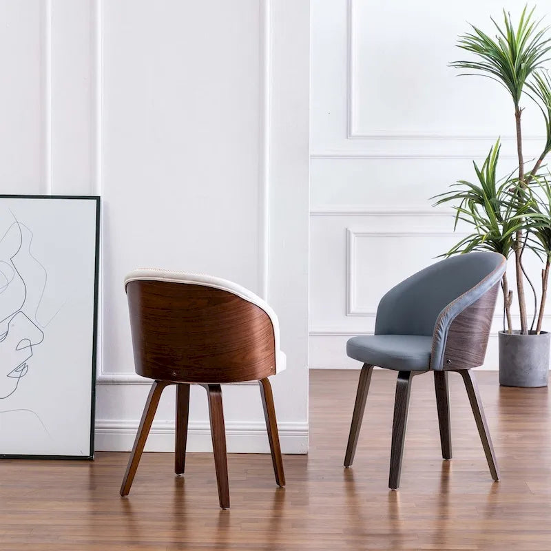 Chaises de salle à manger capitonnées en bois et cuir PU (Lot de 2)