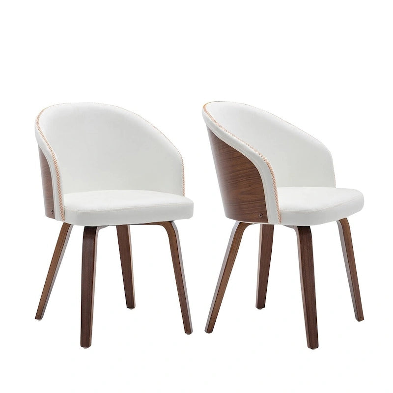 Chaises de salle à manger capitonnées en bois et cuir PU (Lot de 2)