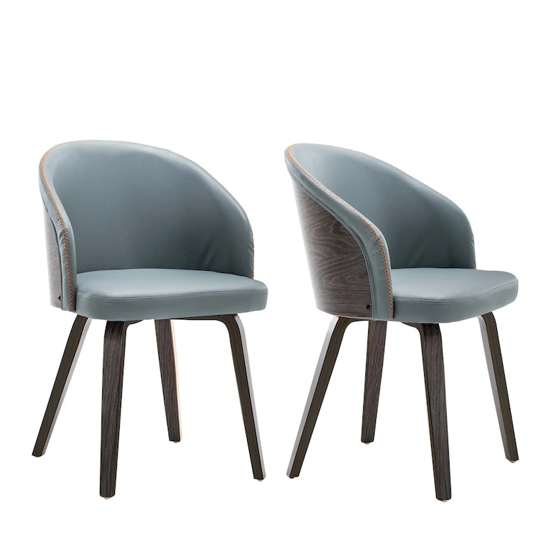 Chaises de salle à manger capitonnées en bois et cuir PU (Lot de 2)