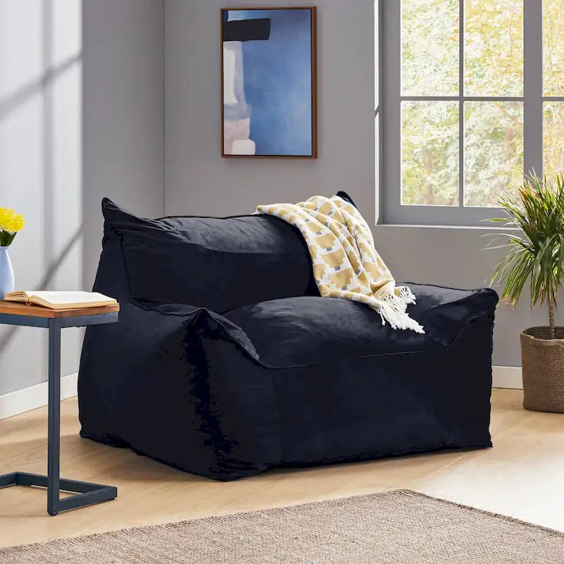 Pouf géant en velours Loubar avec accoudoirs
