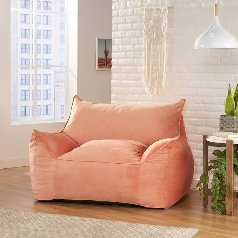 Pouf géant en velours Loubar avec accoudoirs