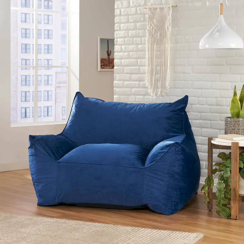 Pouf géant en velours Loubar avec accoudoirs