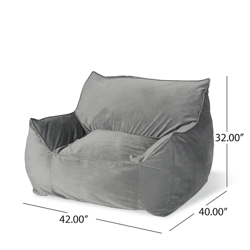 Pouf géant en velours Loubar avec accoudoirs