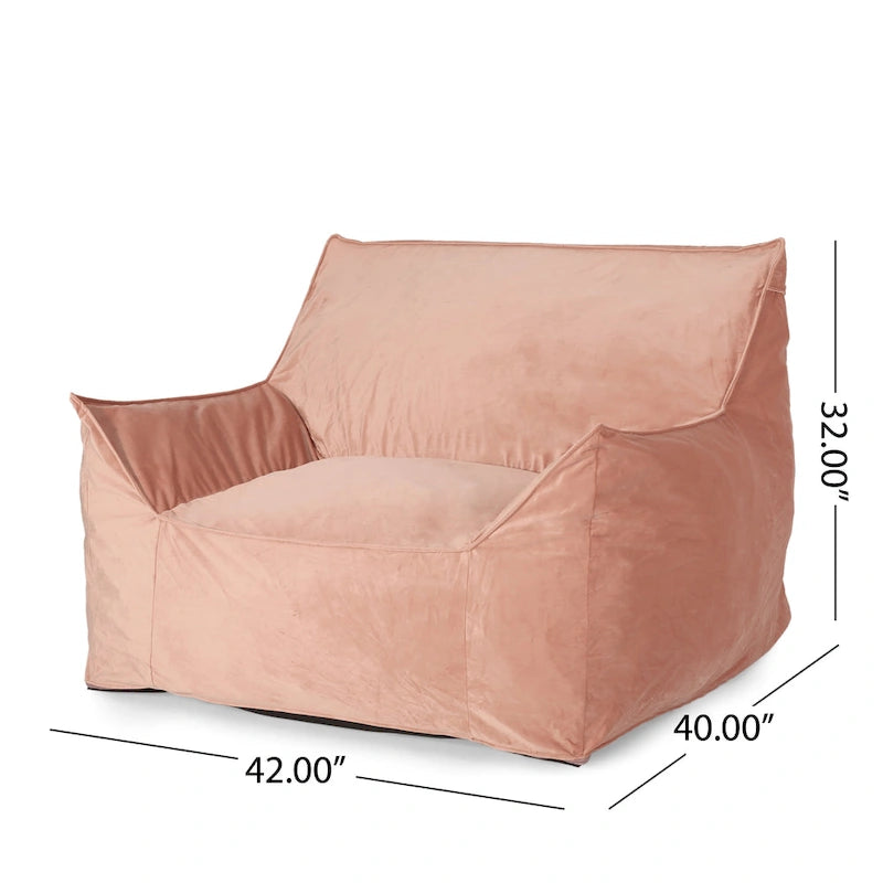 Pouf géant en velours Loubar avec accoudoirs